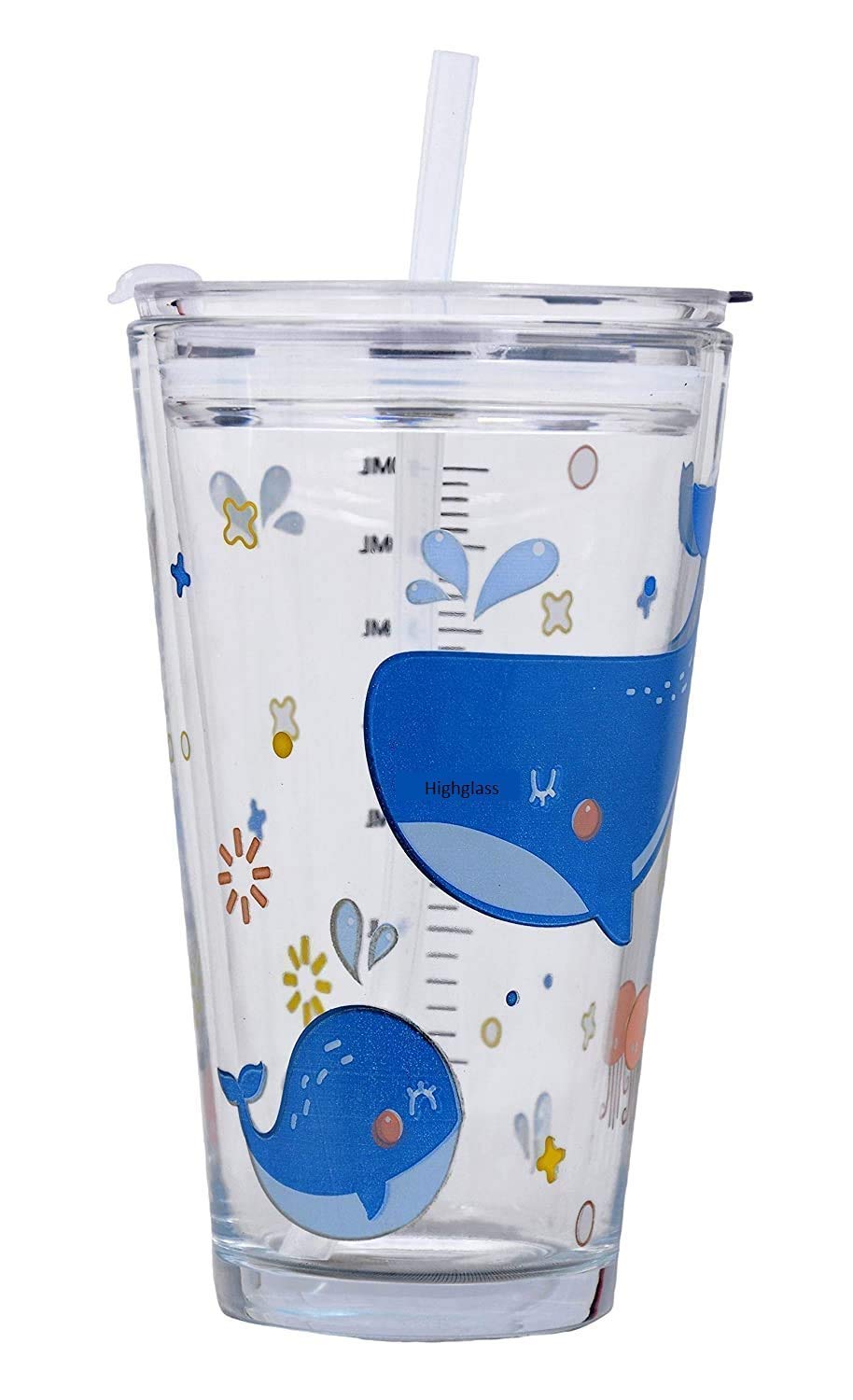 Niya Trendz Glass Mug Sipper Tumbler With Lid And Silicon Straw With Lid (470 ML)