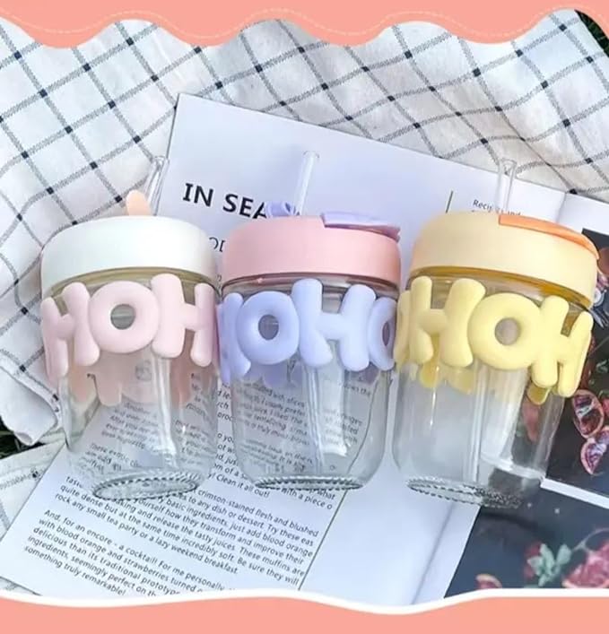 NIYA TRENDZ HOHO Leather with Lid and Straw Mug for Tea Coffee Kids Fruit Juice Milk Mug (Multi Color) (350 ML) (Pack Of 1)