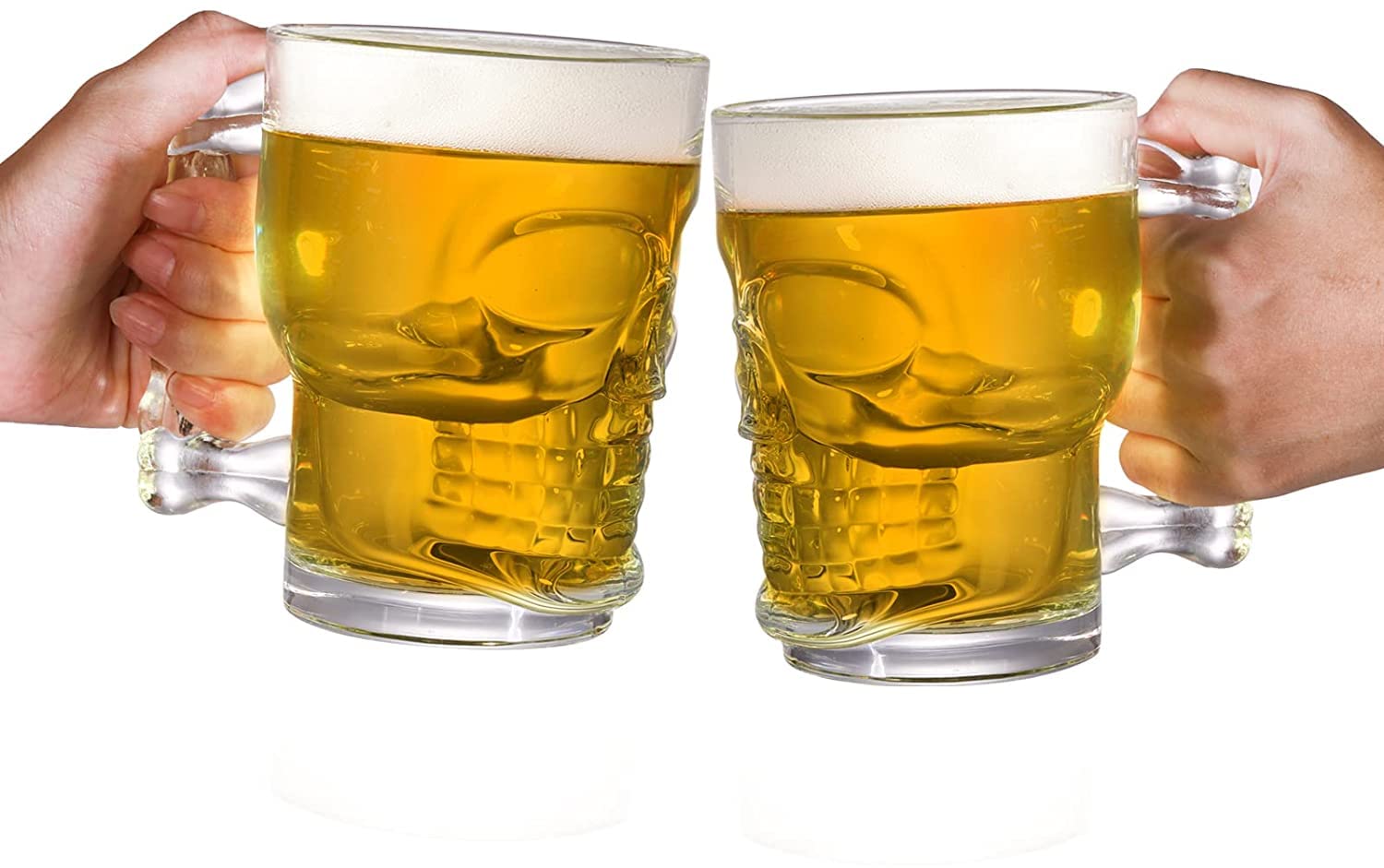 Niya Trendz Glass Skull Skeleton Beer Mug Pack Of 2 (500 ML)