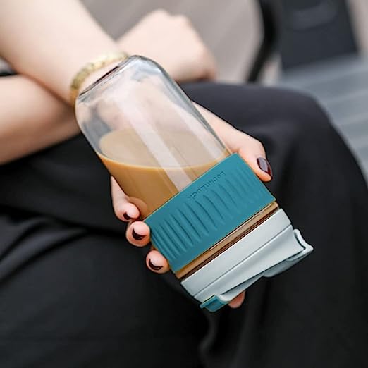 Niya Trendz Re-Usable Glass Coffee & Juice Mug Shaker with Lid & Straw Pack of 1