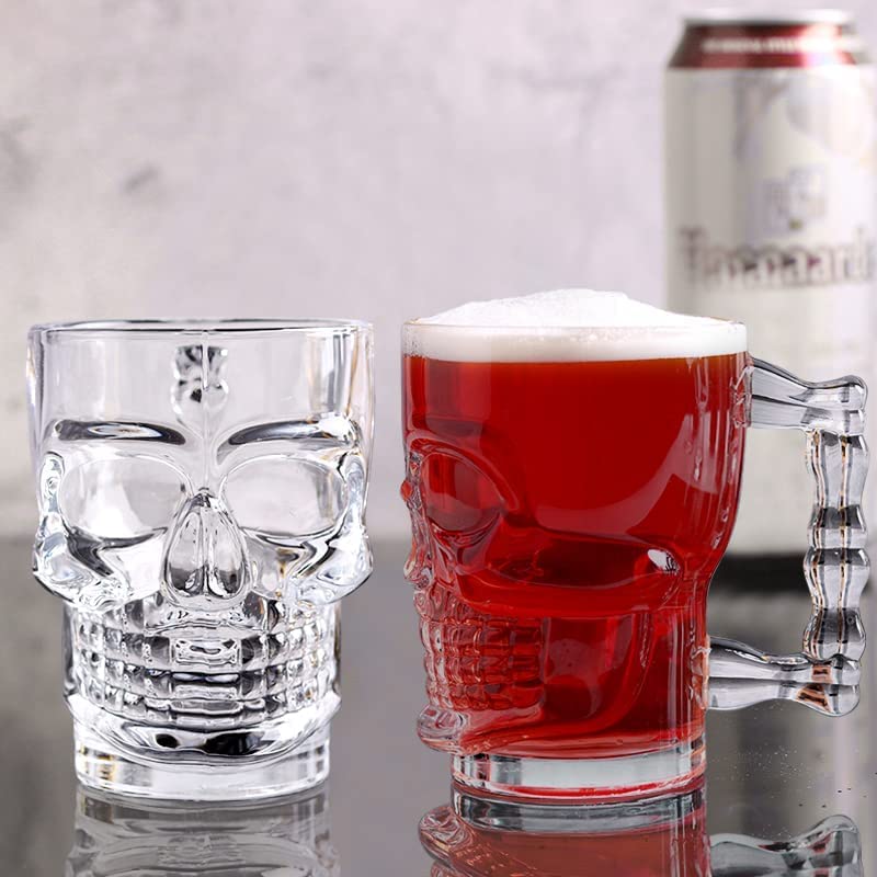 Niya Trendz Glass Skull Skeleton Beer Mug Pack Of 2 (500 ML)