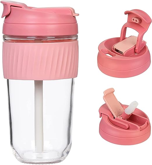 Niya Trendz Re-Usable Glass Coffee & Juice Mug Shaker with Lid & Straw Pack of 1