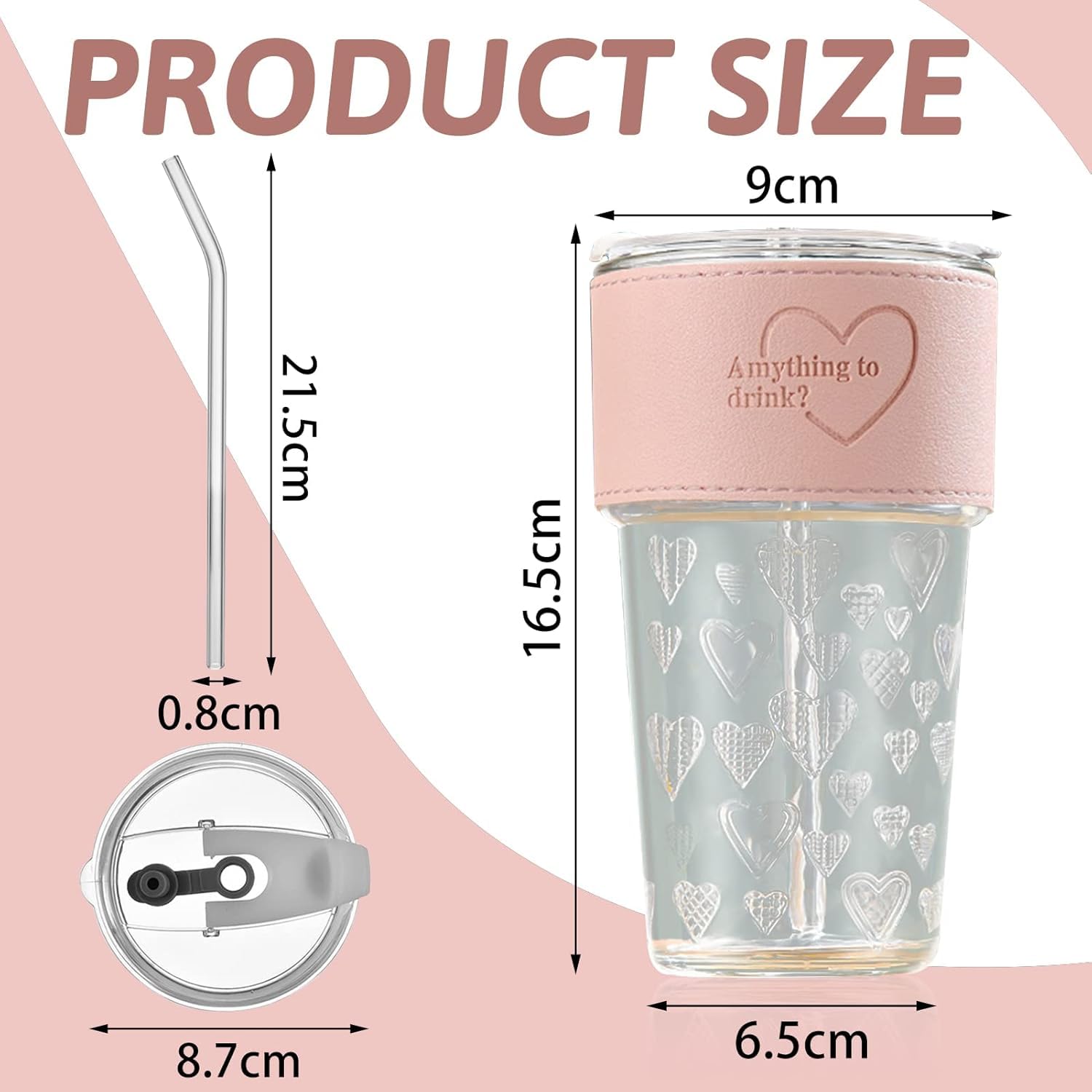 NIYA TRENDZ Glass Tumbler with Leather Grip Multipurpose Drinking Coffee Sipper Mug with Lid and Straw (Pack Of 1)