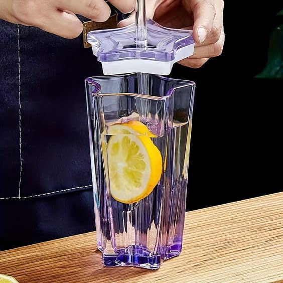 NIYA TRENDZ Sipper Star Shape Mug Creative Glass With Lid, Student Household Straw Water Glass (Multi Color) (400 ML)