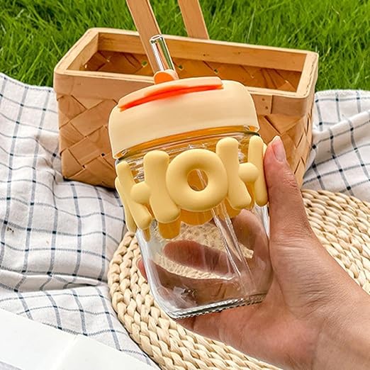 NIYA TRENDZ HOHO Leather with Lid and Straw Mug for Tea Coffee Kids Fruit Juice Milk Mug (Multi Color) (350 ML) (Pack Of 1)