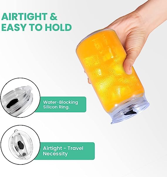 Niya Trendz Drinking Glasses Tumbler with Straw and Plastic Lids Can Glasses Sipper Bottle Mug (Pack Of 1)