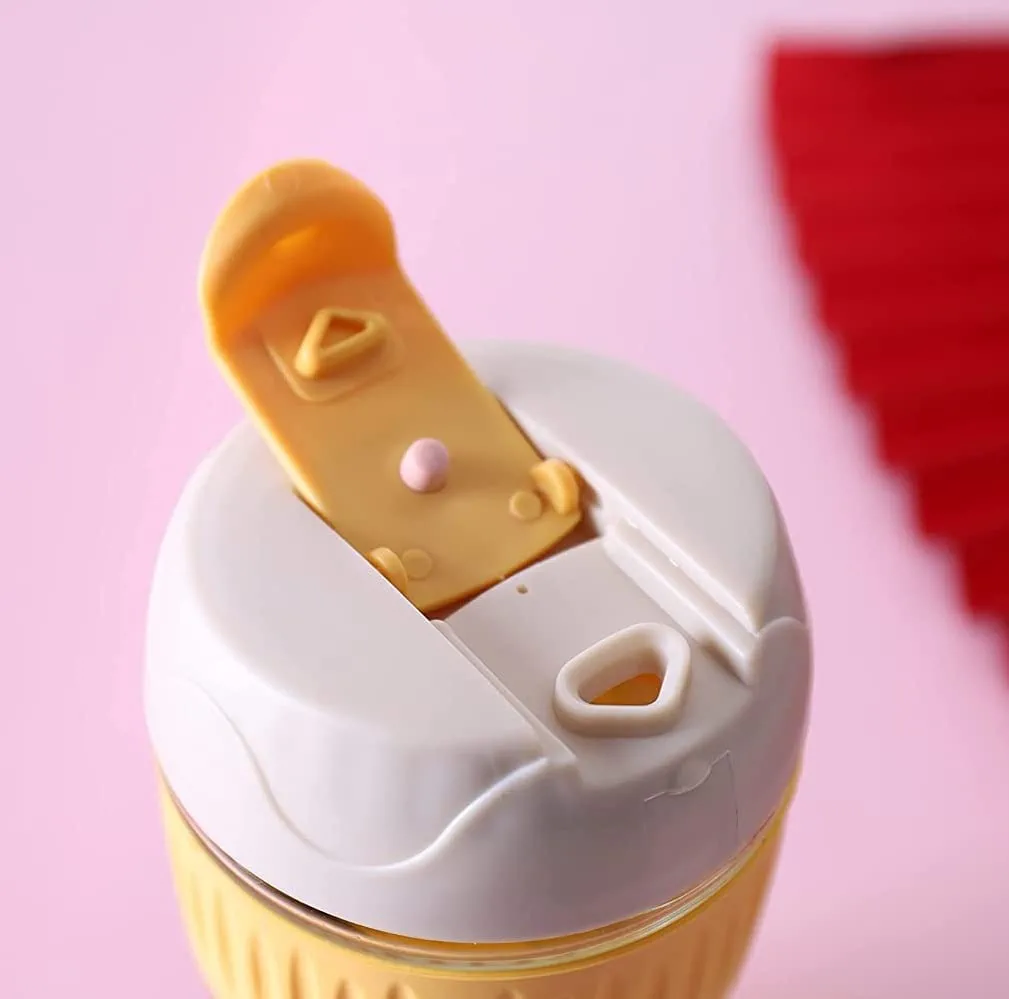 Niya Trendz Re-Usable Glass Coffee & Juice Mug Shaker with Lid & Straw Pack of 1