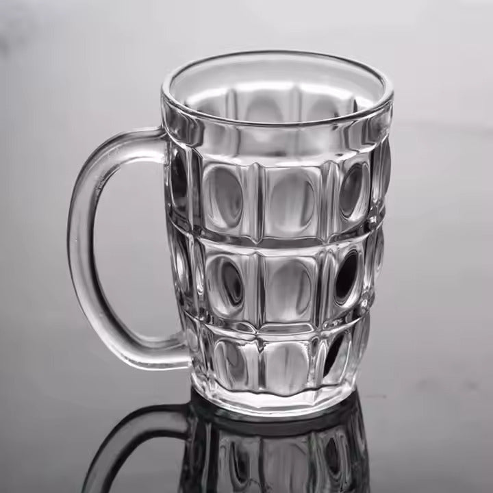 Niya Trendz Glass Dot Beer Mugs with Handles, Set Of 1 (400 ML)