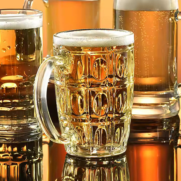 Niya Trendz Glass Dot Beer Mugs with Handles, Set Of 1 (400 ML)