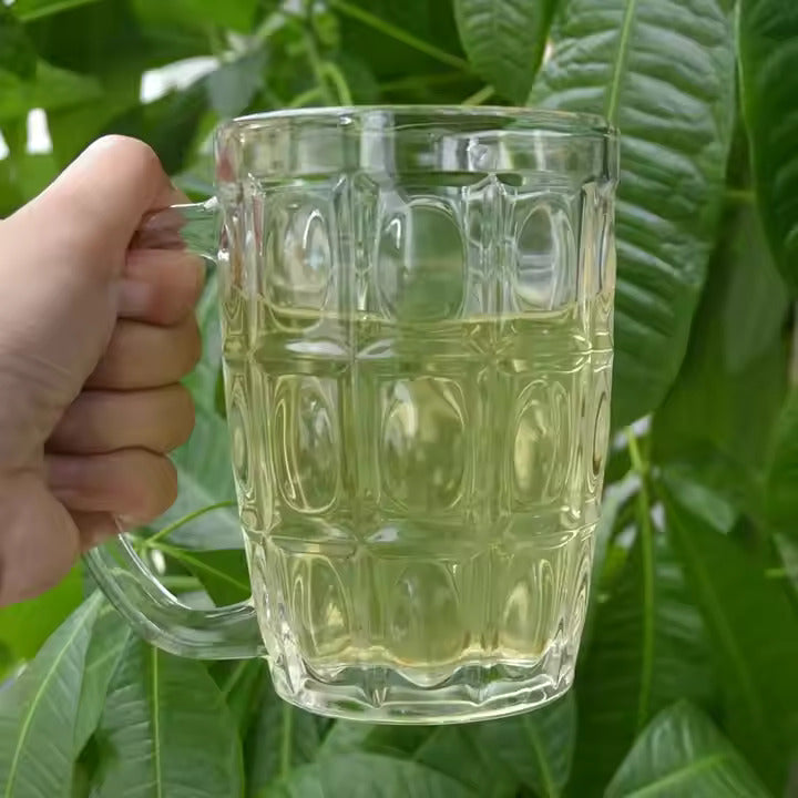 Niya Trendz Glass Dot Beer Mugs with Handles, Set Of 1 (400 ML)