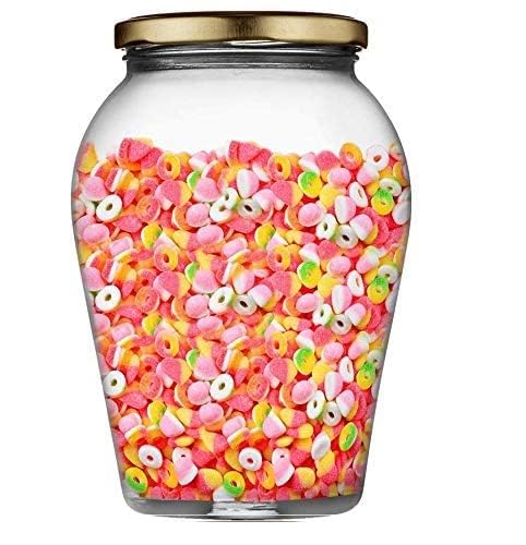 Niya Trendz Matka Glass Pot Jar With Air Tight Lid Golden 2 Piece (1000 ML)