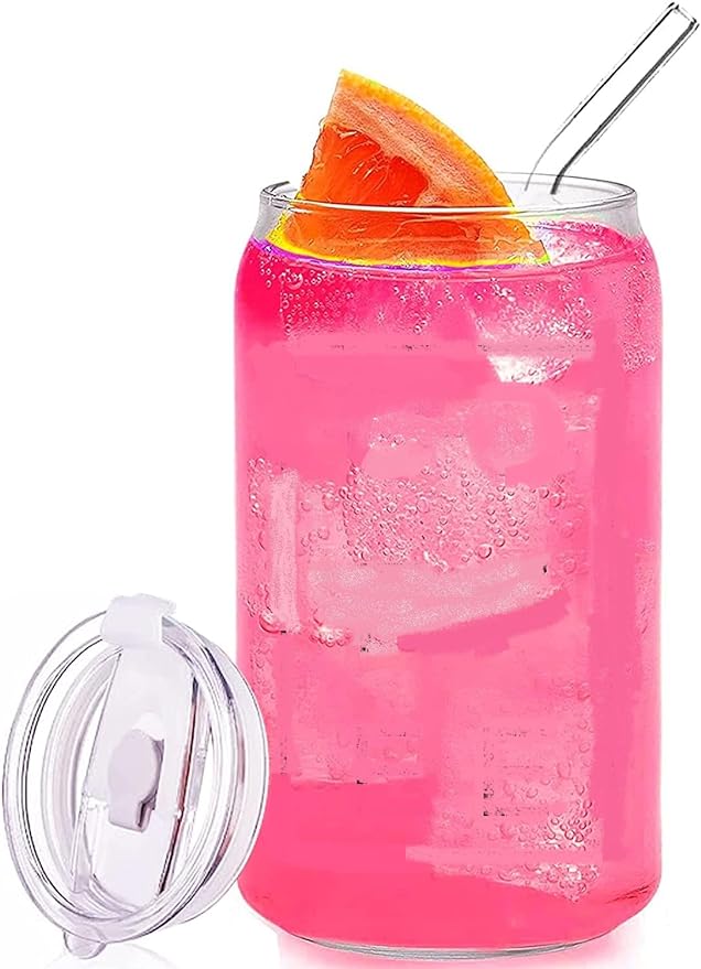 Niya Trendz Drinking Glasses Tumbler with Straw and Plastic Lids Can Glasses Sipper Bottle Mug (Pack Of 1)