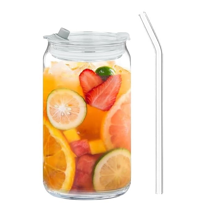 Niya Trendz Drinking Glasses Tumbler with Straw and Plastic Lids Can Glasses Sipper Bottle Mug (Pack Of 1)